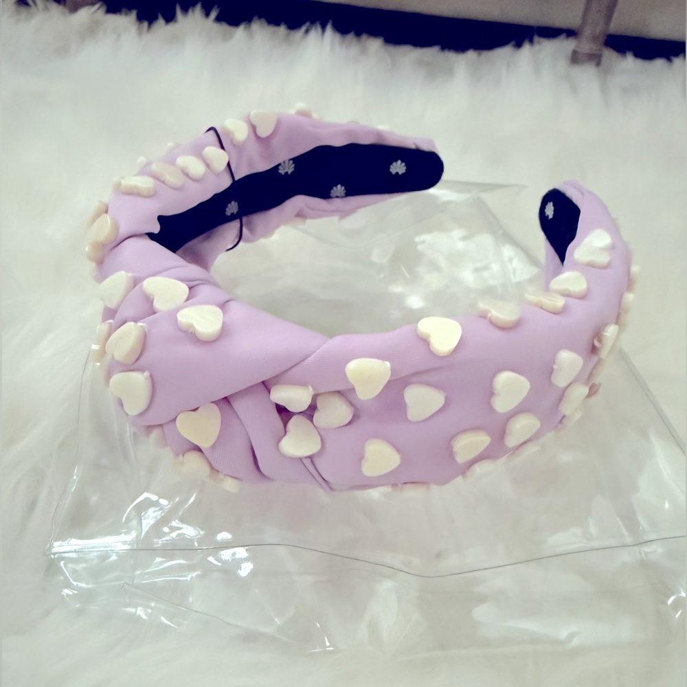 Lele Sadoughi x Stoney Clover Grape Mother of Pearl Heart Nylon Knotted Headband